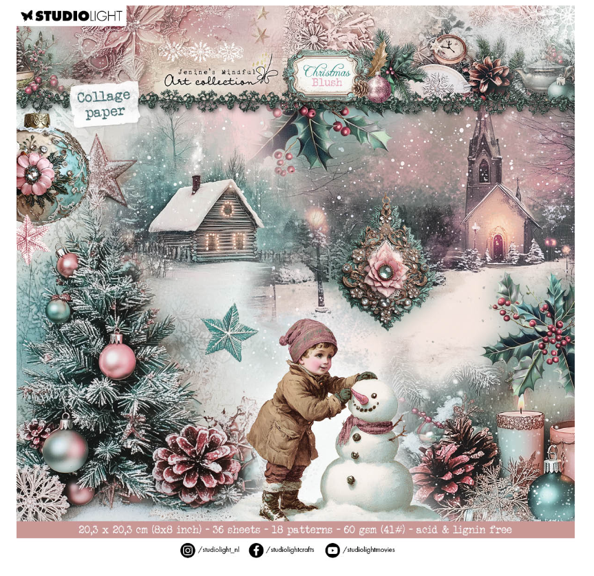 Christmas Blush 8x8 papers, 36 sheets